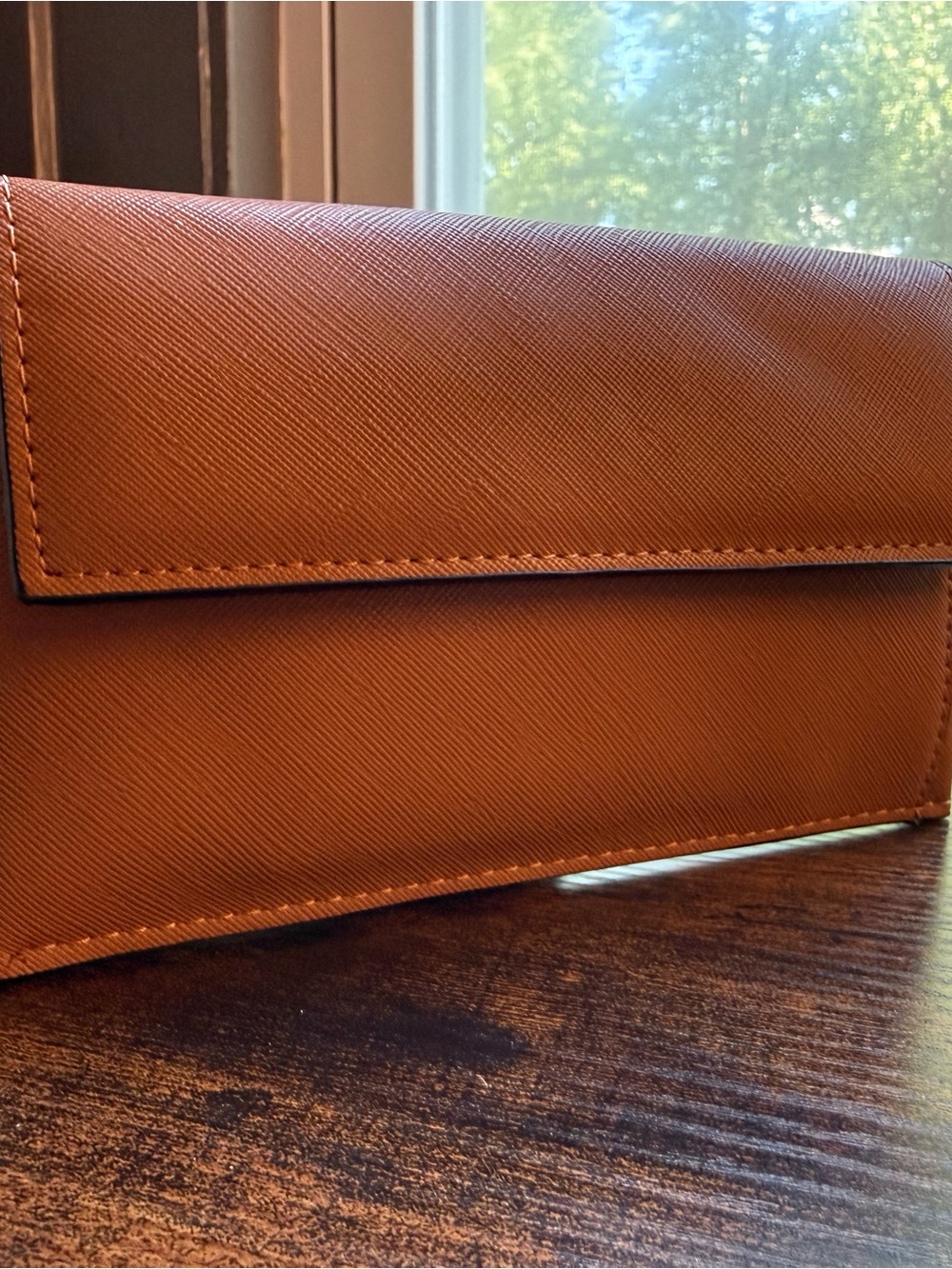 Steve Madden Tan Leather Envelope Wallet FLAWED